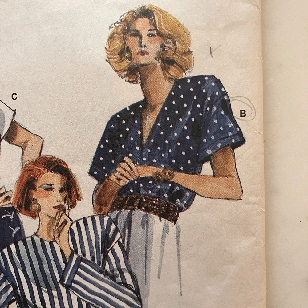 Very Easy Vogue 9812 Pattern Misses' Tops Size 14 16 18 Cut Vintage Business Pro